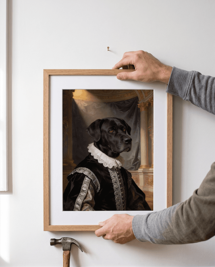Pet portrait mockup with gallery-style presentation